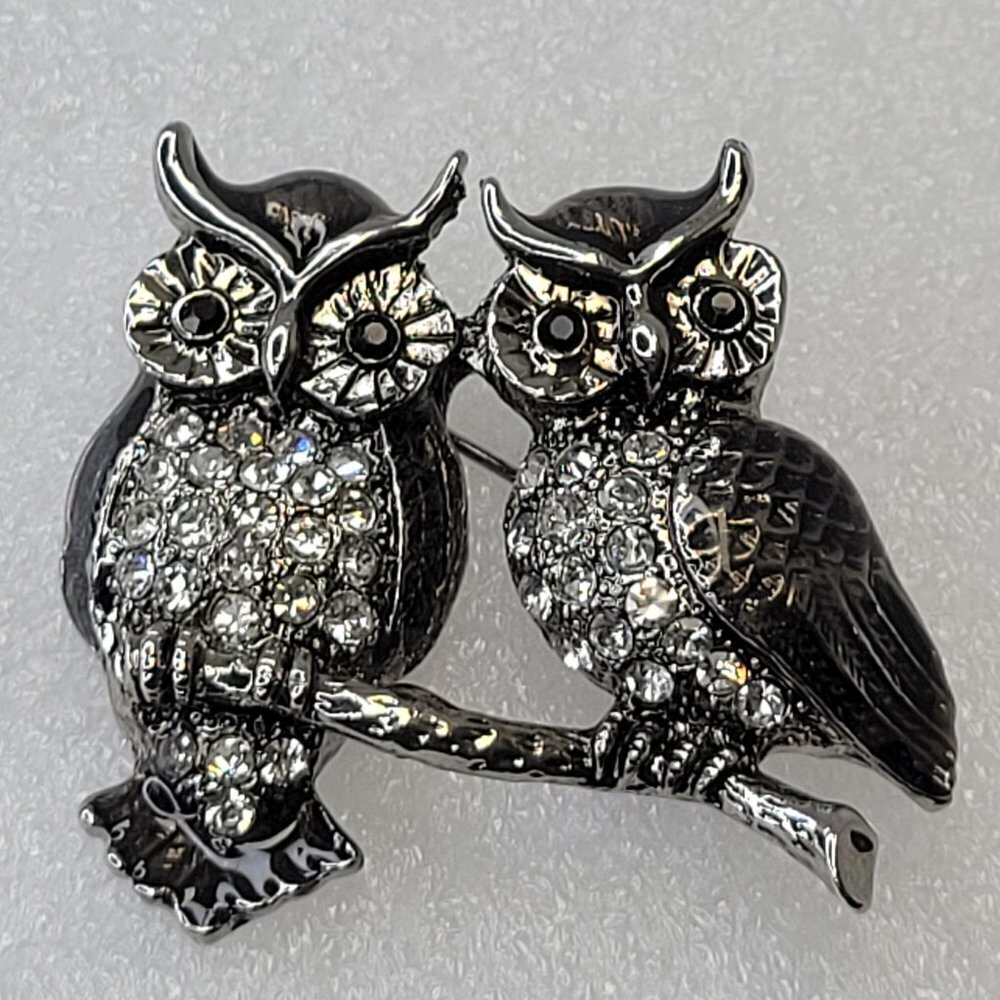 Two Owls Brooch Pin